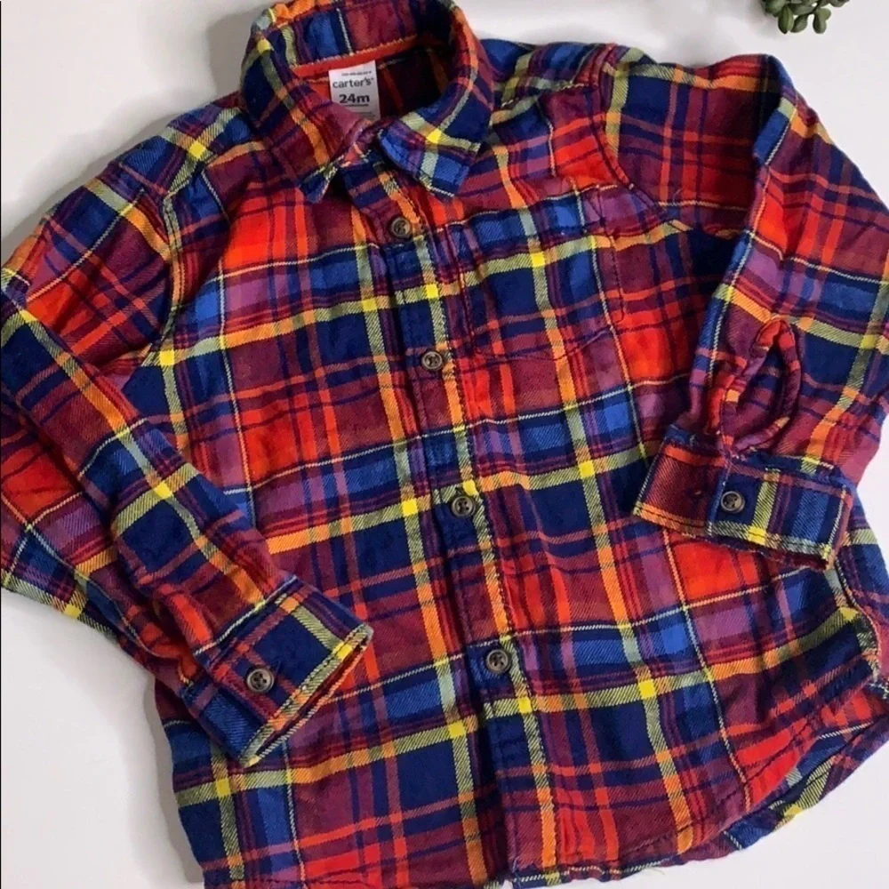 Carter’s Primary Color Plaid Button Down Flannel